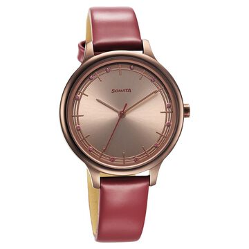 Sonata Blush Quartz Analog Brown dial Leather Strap Watch for Women