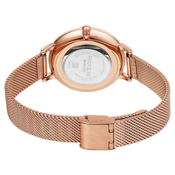 Poze by Sonata Quartz Analog Pink Dial Stainless Steel Strap Watch for Women - image number 4