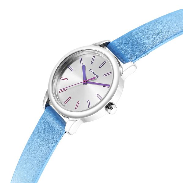 Sonata Splash Silver Dial Women Watch With Leather Strap - image number 2