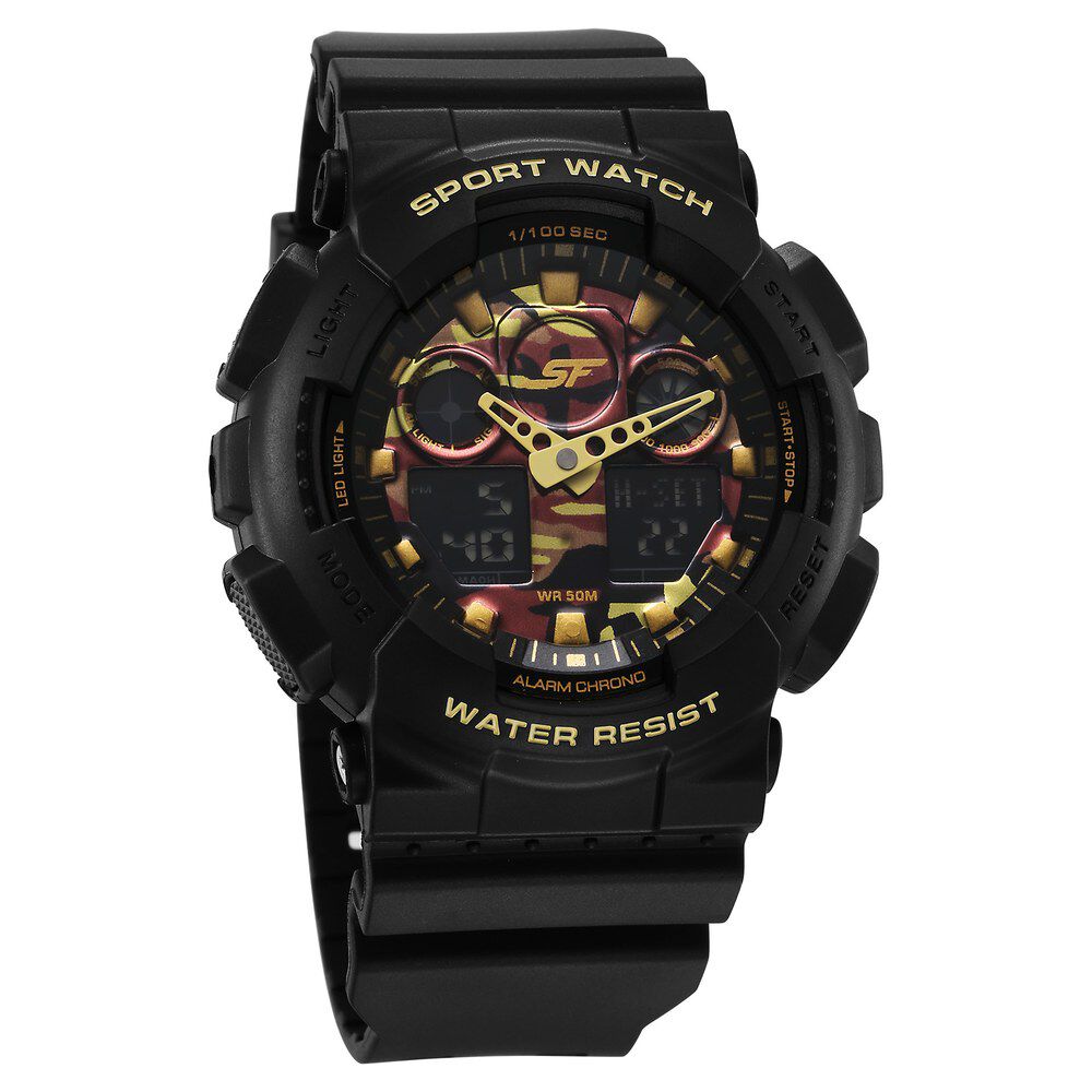 Buy Online SF Vigour Quartz Digital Analog Digital Multicolor Dial With Black Color Plastic Strap Watch For Unisex 87058pp05 Sonata