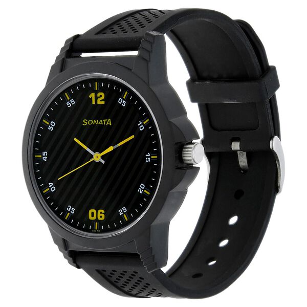 Sonata Quartz Analog Black Dial Plastic Strap Watch for Men - image number 1