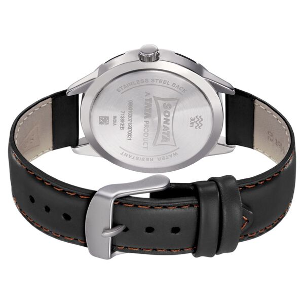 Sonata Quartz Analog White Dial Leather Strap Watch for Men - image number 3