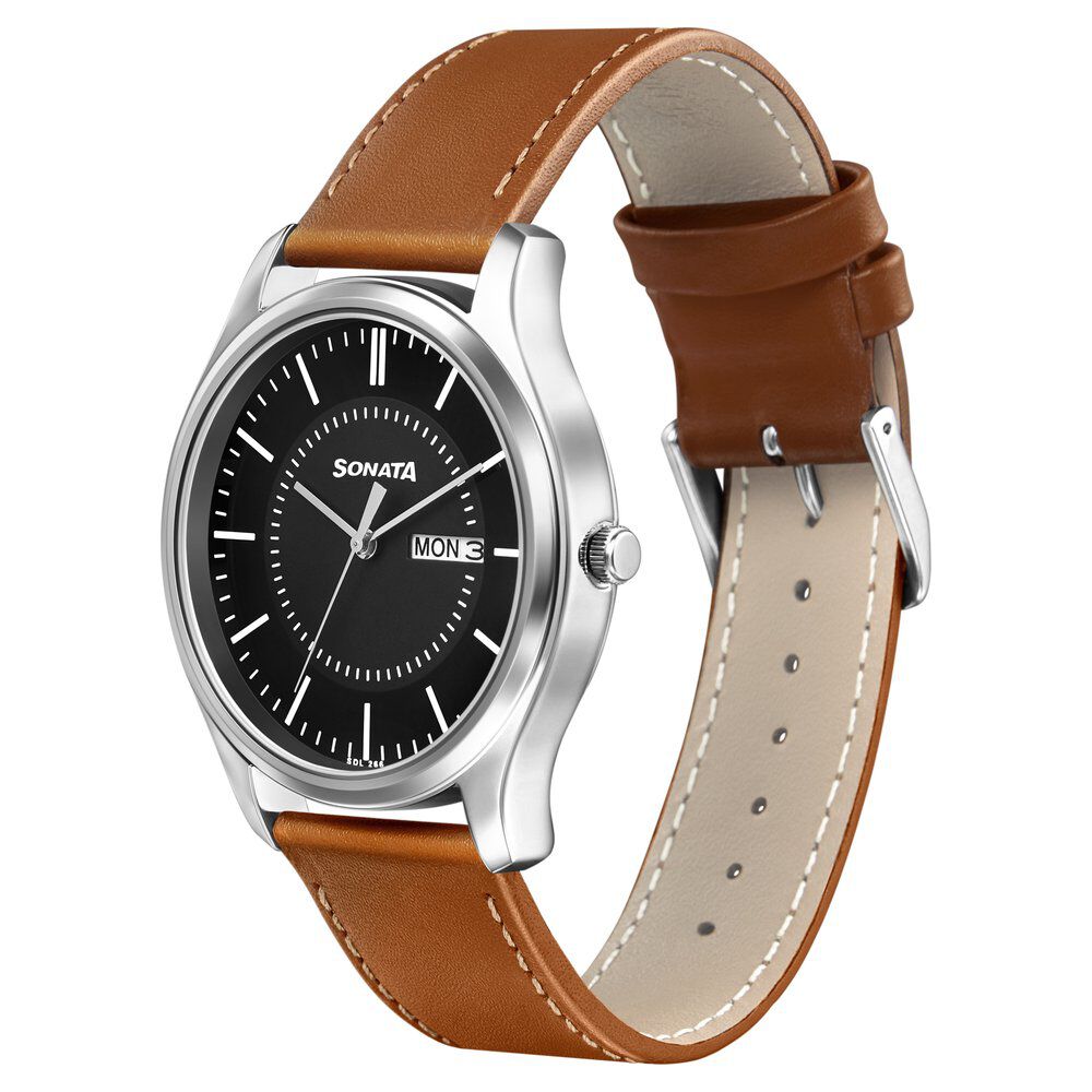 Sonata watch black hotsell belt