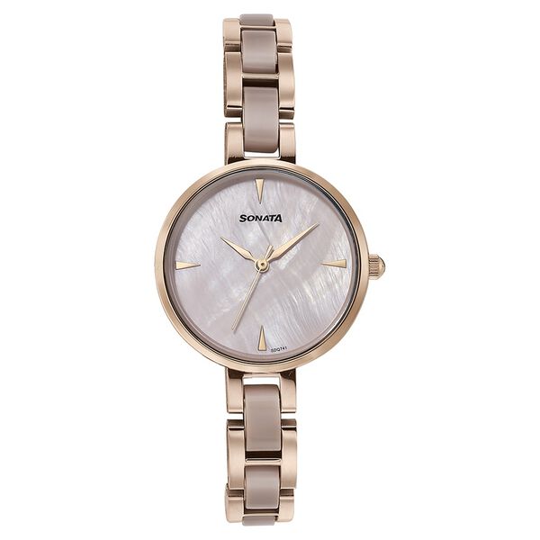 Sonata Quartz Analog Mother of Pearl Dial Two Toned Stainless Steel Strap Watch For Women - image number 1