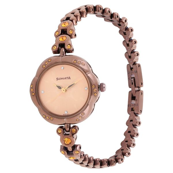 Sonata Quartz Analog Rose Gold Dial Metal Strap Watch for Women - image number 1