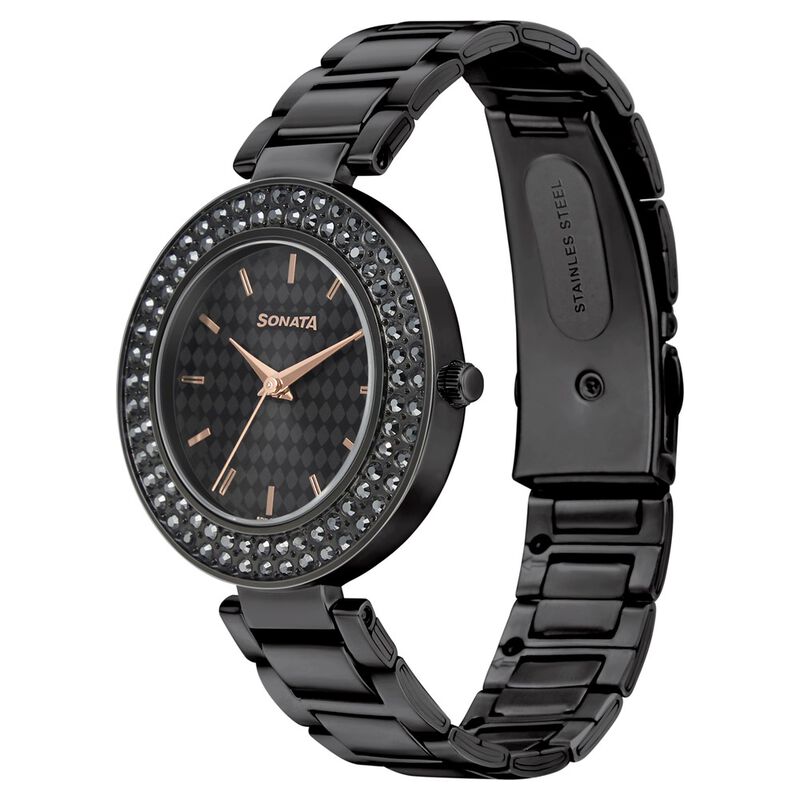 Sonata Blush It Up Black Dial Women Watch With Stainless Steel Strap - image number 1