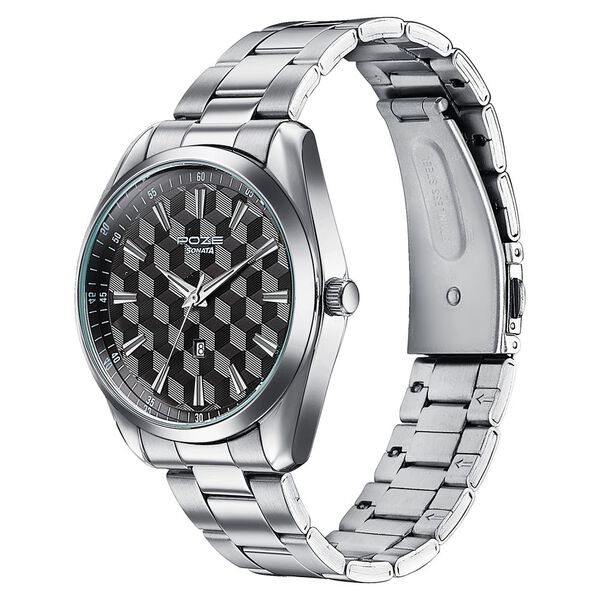 Sonata Poze Quartz Analog Two Toned Dial Silver Colour Stainless Steel Strap Watch For Men - image number 4