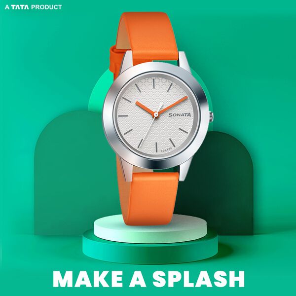 Sonata Splash White Dial Women Watch With Leather Strap - image number 0