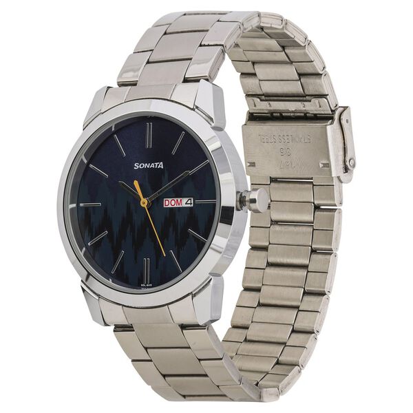 Knot Blue Dial Stainless Steel Strap Watch for Men - image number 2