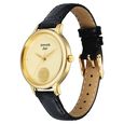 Sonata Sonata Gold Quartz Analog Champagne With Gold Coin Dial Black Leather Strap Watch For Women - image number 2