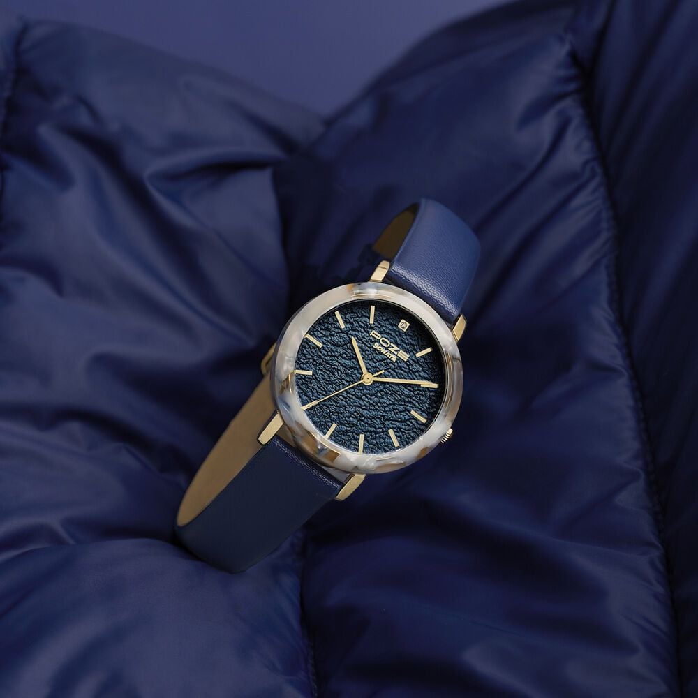 Poze By Sonata Quartz Analog Blue Dial Blue PU Leather Strap Watch For Women-image-18