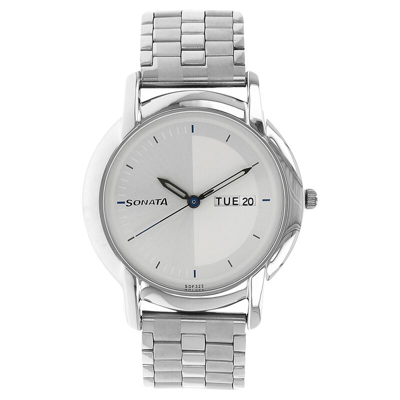 Sonata Quartz Analog with Day and Date Silver Dial Stainless Steel Strap Watch for Men - image number 0