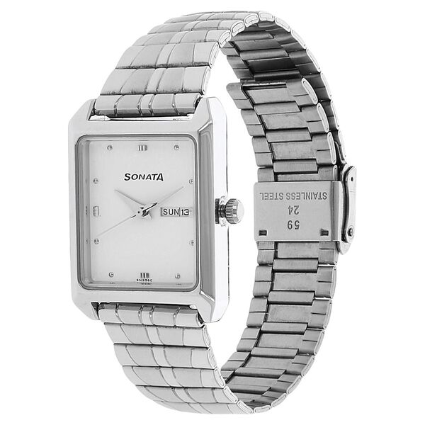 Sonata Quartz Analog White Dial Stainless Steel Strap Watch for Men - image number 1