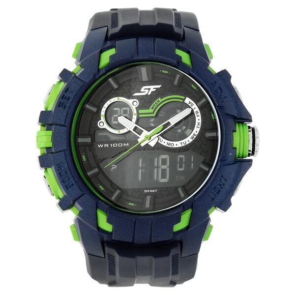 SF Quartz Analog Digital Black Dial Plastic Strap Watch for Men - image number 0