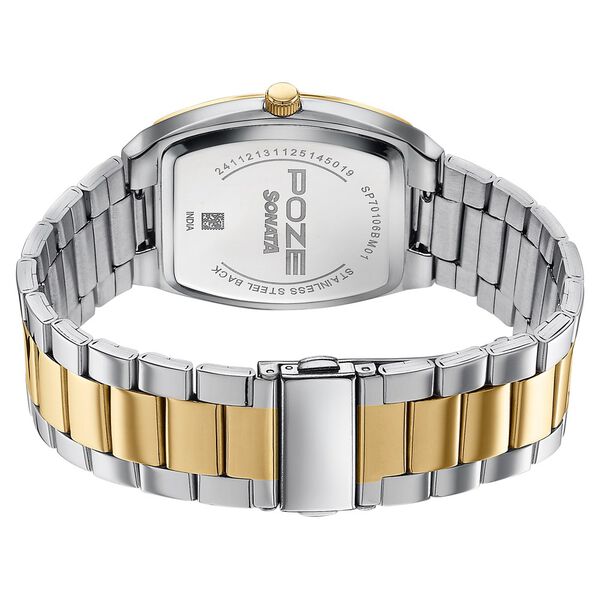 Poze By Sonata Quartz Analog Green Dial Two Toned Metal Strap Watch For Men - image number 6
