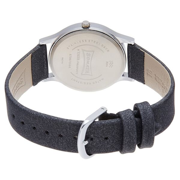 Sonata Quartz Analog Black Dial Leather Strap Watch for Women - image number 1