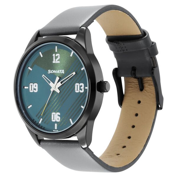 Sonata Force Quartz Analog Green Dial Leather Strap Watch for Men - image number 1