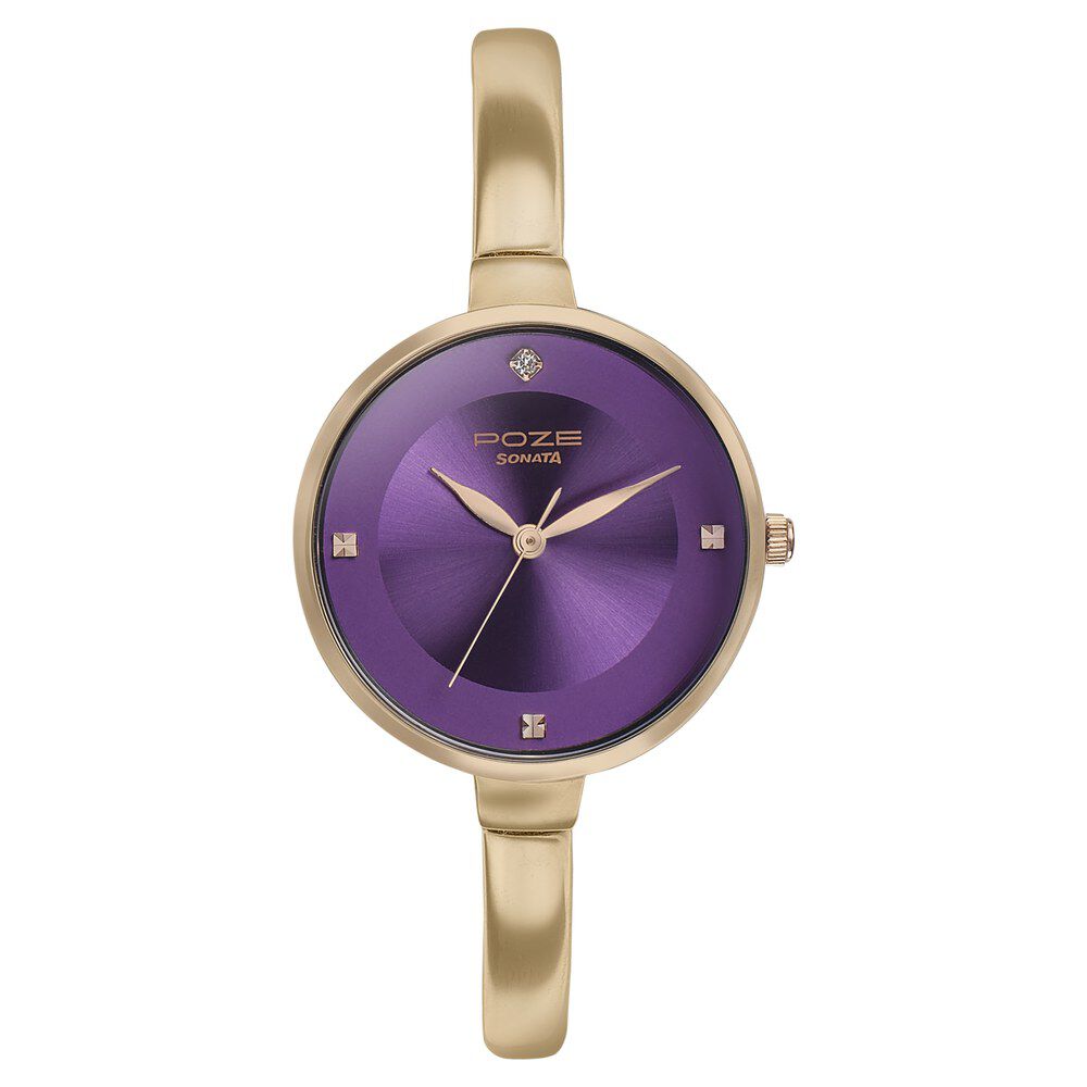 Buy Online Poze by Sonata Quartz Analog Purple Dial Metal Strap Watch for Women sp80013wm01 Sonata