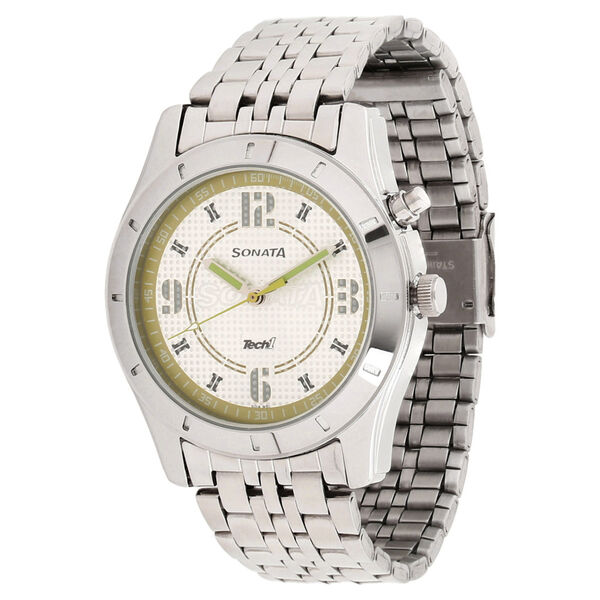 Sonata Quartz Analog Silver Dial Stainless Steel Strap Watch for Men - image number 1
