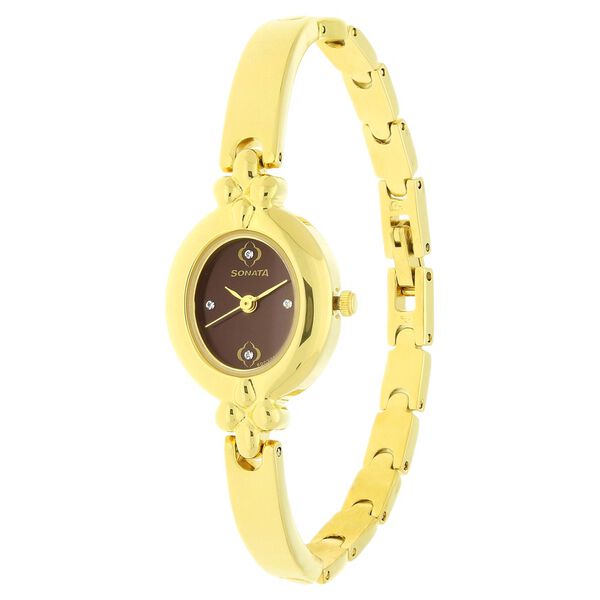 Sonata Quartz Analog Brown Dial Metal Strap Watch for Women - image number 1