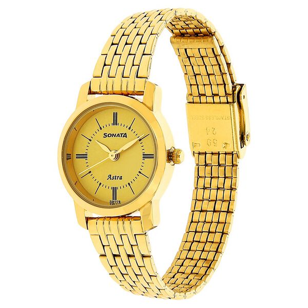 Sonata Quartz Analog Champagne Dial Stainless Steel Strap Watch for Women - image number 1
