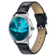Northern Lights Inspired Poze By Sonata Quartz Analog Blue Dial Black Leather Strap Watch - image number 4