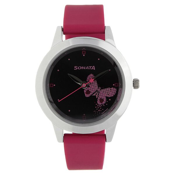 Sonata Quartz Analog Black Dial Plastic Strap Watch for Women - image number 0