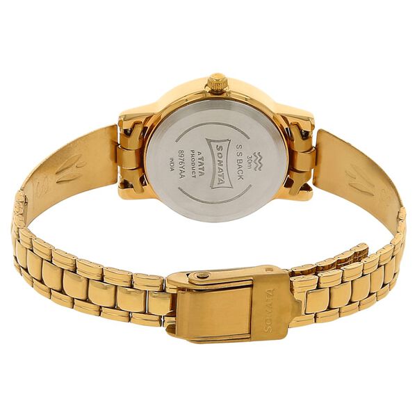 Sonata Quartz Analog Champagne Dial Stainless Steel Strap Watch for Women - image number 3