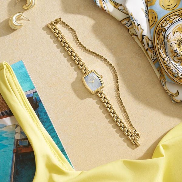 Poze Poze Quartz Analog White Dial Golden Metal Strap Watch For Women - image number 0