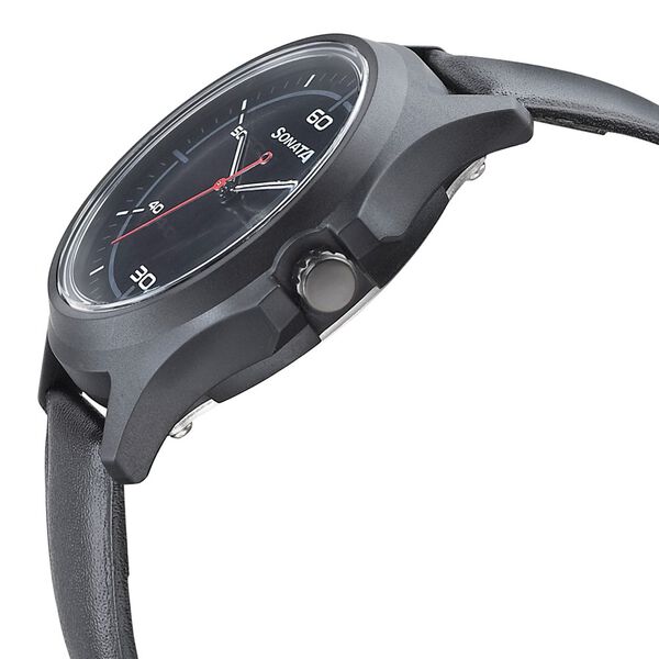 Sonata Stride Smart Black Dial Leather Strap Watch for Men - image number 2