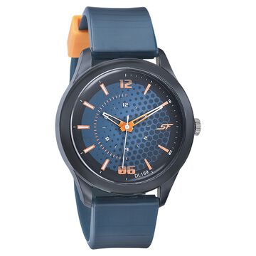 SF Quartz Analog Blue Dial PU Strap Watch for Men
