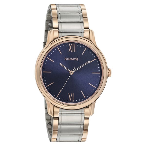 Sonata Beyond Gold Quartz Analog Blue Dial Metal Strap Watch for Men - image number 0