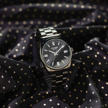 Sonata Poze Quartz Analog Black Dial Black Metal Strap Watch For Men