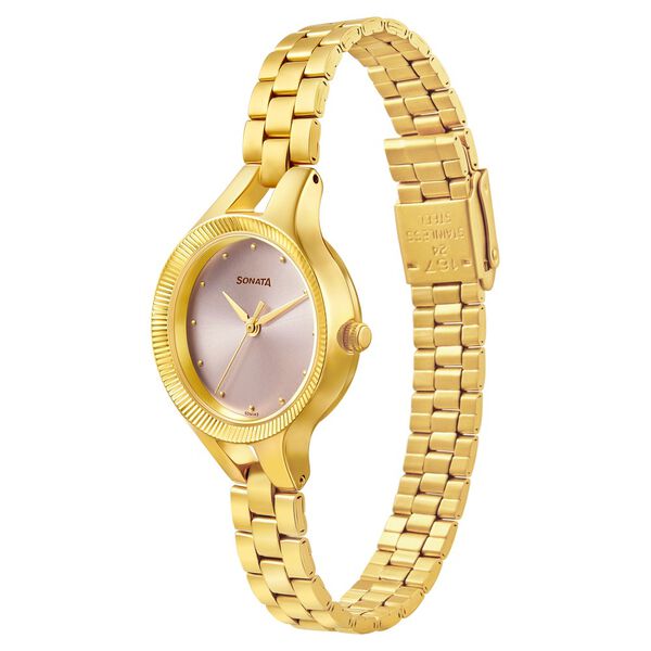 Sonata Gold Edit Pink Dial Women Watch With Stainless Steel Strap - image number 1