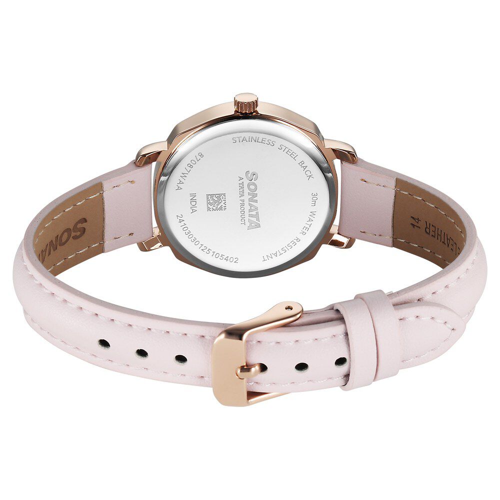 Buy Online Sonata Eternia Quartz Analog Pink Dial Leather Strap