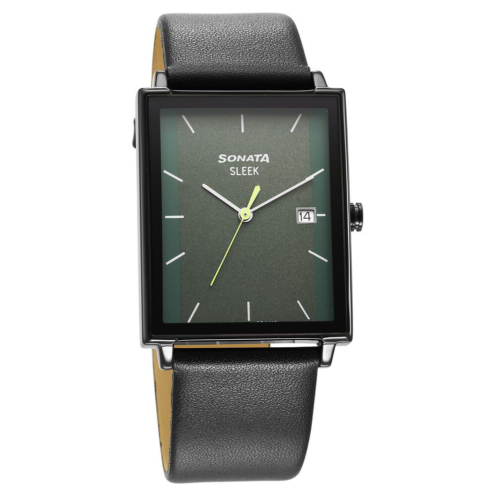 Buy Online Sonata Sleek Green Dial Analog with Date Watch for Men ns7148nl01 Sonata