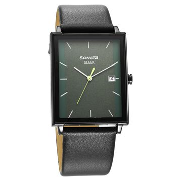 Sonata Sleek Green Dial Analog with Date Watch for Men