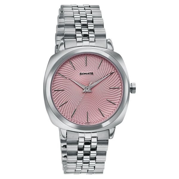 Sonata Vector Dusty Rose-Tone Dial Silver-Tone Bracelet Watch for Men - image number 2