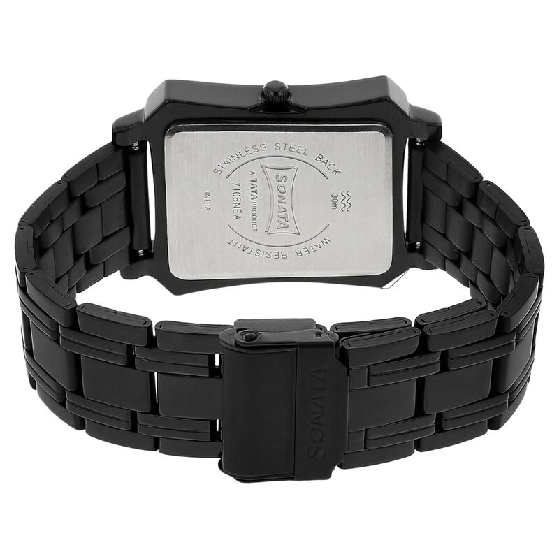 Sonata Quartz Analog Black Dial Stainless Steel Strap Watch for Men - image number 3