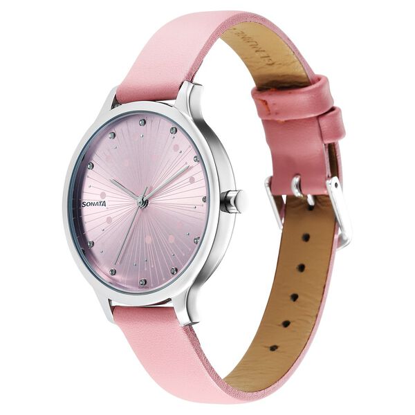 Sonata Blush Quartz Analog Pink dial Leather Strap Watch for Women - image number 1