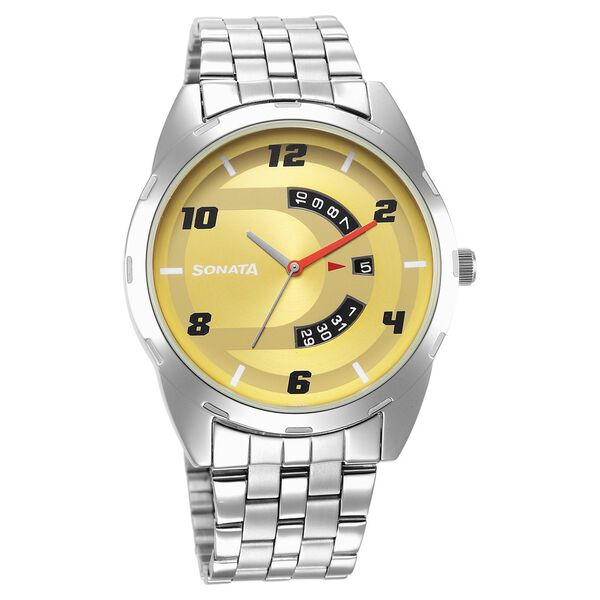 Sonata RPM Champagne Dial Stainless Steel Strap Watch for Men - image number 0
