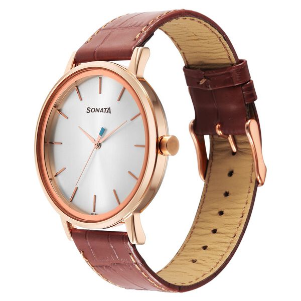 Sonata Utsav Quartz Analog Silver Dial Watch for Men - image number 1