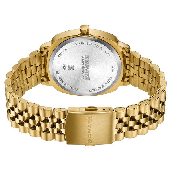 Sonata Vector Green Textured Dial Gold-Tone Bracelet Watch for Men - image number 6