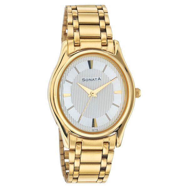 Sonata Quartz Analog Silver Dial Strap Watch for Men - image number 0