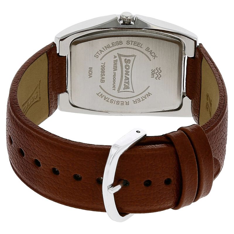 Sonata Quartz Analog Brown Dial Leather Strap Watch for Men - image number 3