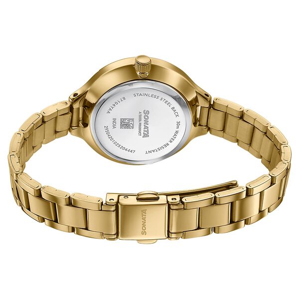 Sonata Festive Quartz Analog Silver Dial Gold Metal Strap Watch For Women - image number 5