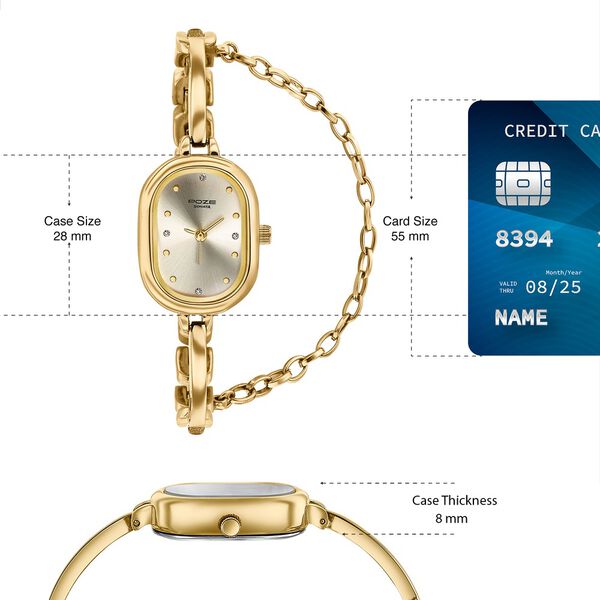 Poze By Sonata Quartz Analog Light Golden Dial Golden Metal Strap Watch For Women - image number 3