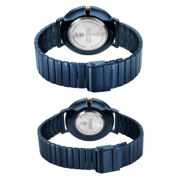 Sonata Soulmate Quartz Analog Blue Dial Blue Stainless Steel Strap Watch For Couple - image number 6