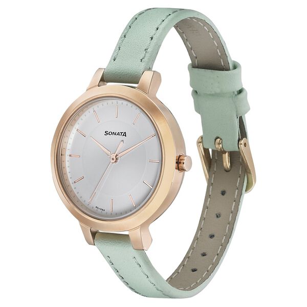 Sonata Blush It Up White Dial Women Watch With Leather Strap - image number 1