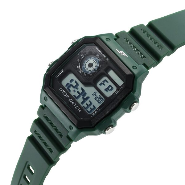 SF Digital Dial Green PU Strap Watch For Unisex - image number 2
